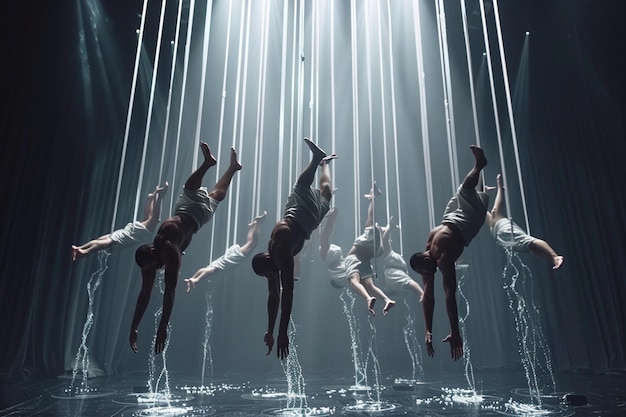 Breathtaking aerial ballet performance with divers