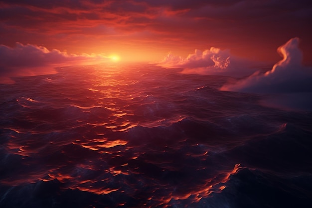 A breathtaking aerial view of a fiery sunset over 00015 00