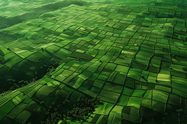 Photo a breathtaking aerial view of lush green fields oc