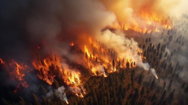 The breathtaking aerial view shows the magnitude of the wildfire as it leaps from tree to tree with