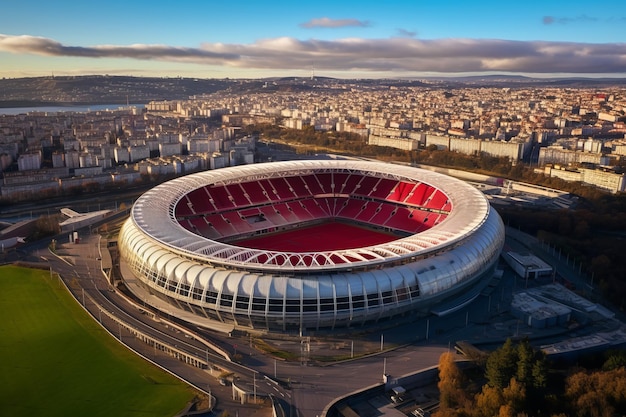 Photo a breathtaking aerial voyage over estadio sport lisboa e benfica lisbon's iconic sporting haven