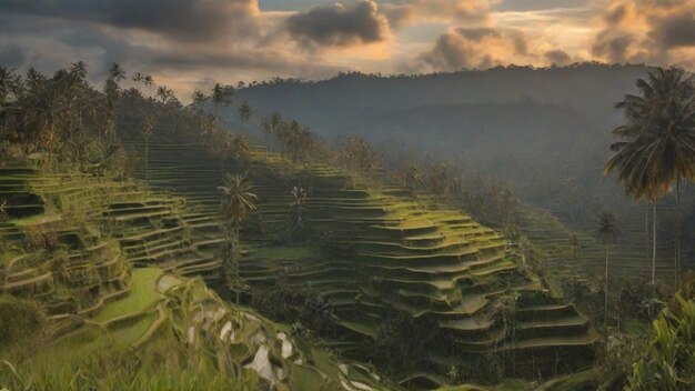 Photo the breathtaking beauty of the tegallalang rice terraces in bali