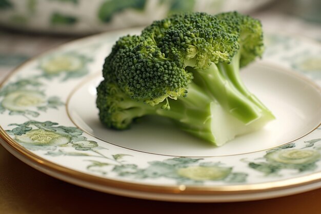 Photo breathtaking broccoli beauty a close up capture on chinaware in ar 32