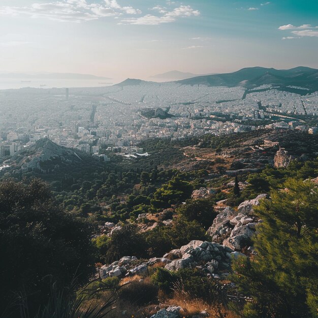 Photo breathtaking cityscape from lycabettus mountain summit