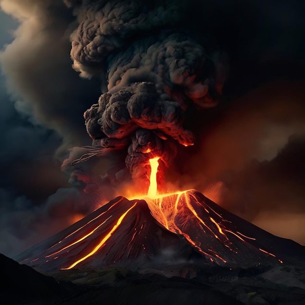 A breathtaking depiction of a volcano genarated by AI