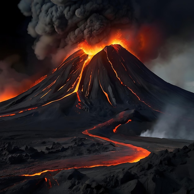 A breathtaking depiction of a volcano genarated by AI