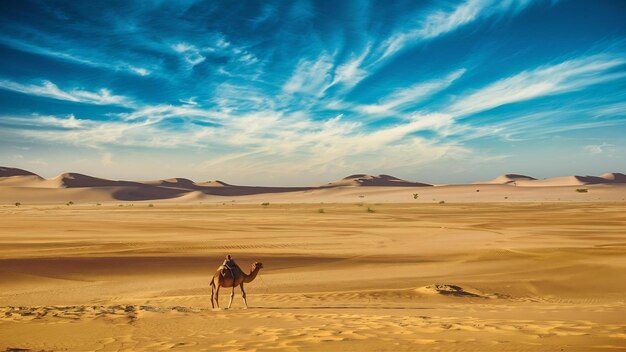 Breathtaking desert under the blue sky in morocco