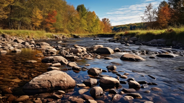 Breathtaking Fall Landscape Bog Stream In A Forest