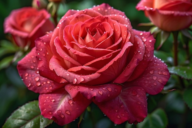 Захватывающий HD крупный снимок яркой розы в полном цвете