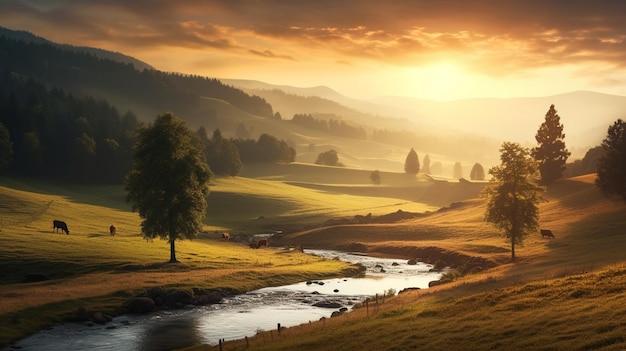 A breathtaking landscape captured at golden hour showcasing the beauty of nature