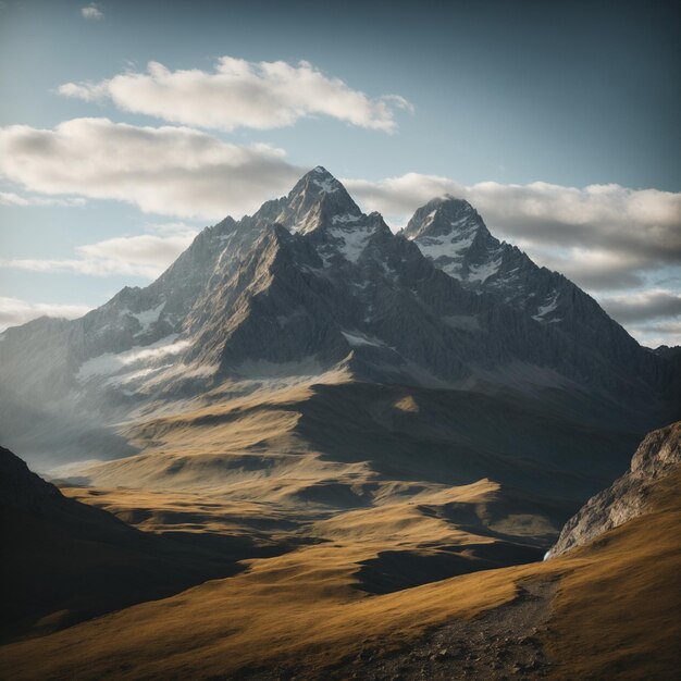 Photo breathtaking mountain landscape with a towering peak