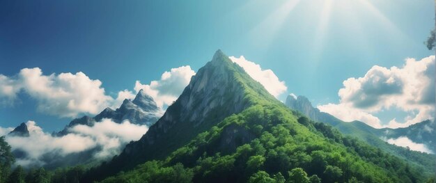 Photo breathtaking mountain panorama in sunlight