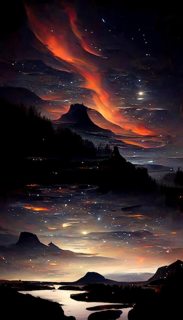 Breathtaking night landscape with syellecafen