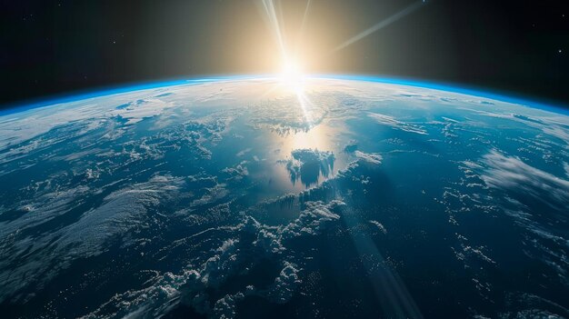 A breathtaking panorama of a rocket soaring above Earth