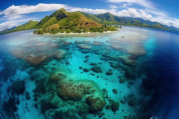 Breathtaking paradise scene of clear blue ocean and soft sand pattern photo by drone