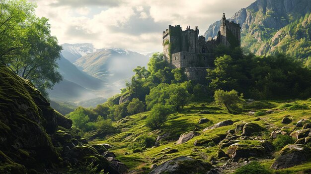 Photo a breathtaking and peaceful landscape of the scottish highlands