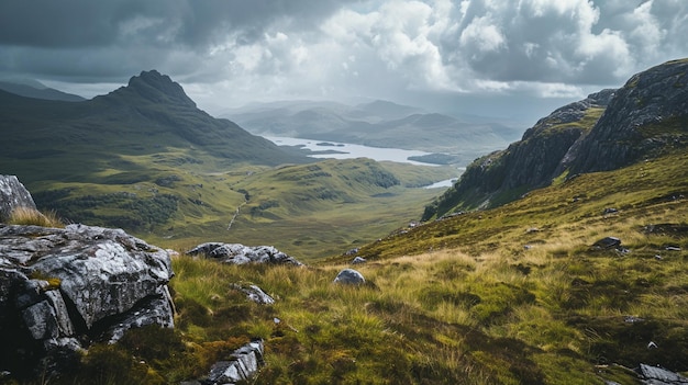 Photo a breathtaking and peaceful landscape of the scottish highlands