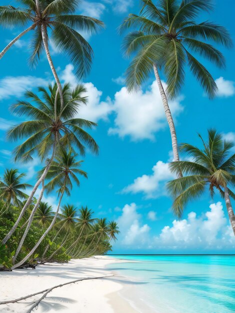 A breathtaking photograph capturing the sheer beauty of a tropical beach on a paradise island