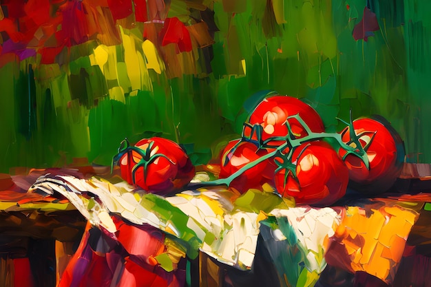 A breathtaking portrayal of crimson tomatoes nestled in a wicker basket