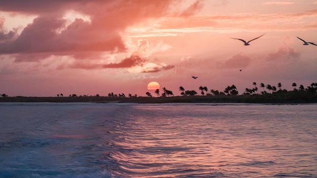 Photo breathtaking scenery of the sun setting over the ocean in bonaire caribbean