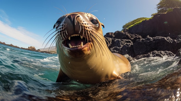 A breathtaking shot of a Sea Lion his natural habitat showcasing his majestic beauty and strength