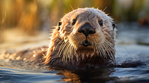 A breathtaking shot of a Sea Otter his natural habitat showcasing his majestic beauty and strength