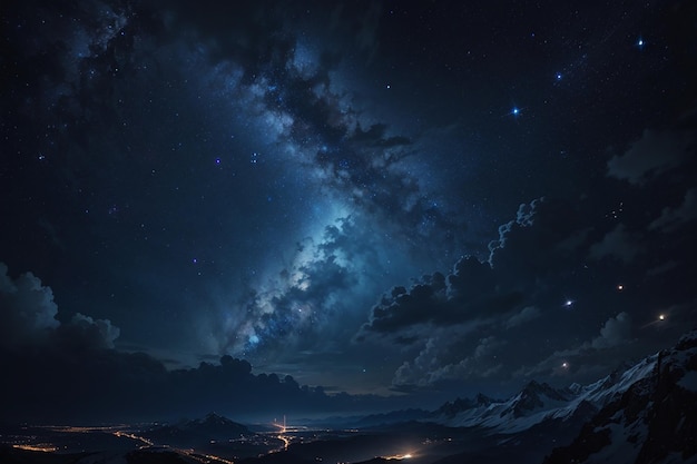 Breathtaking shot of the silhouettes of hills under a starry sky in the night