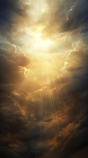 Breathtaking sun rays breaking through storm clouds wallpaper for the phone