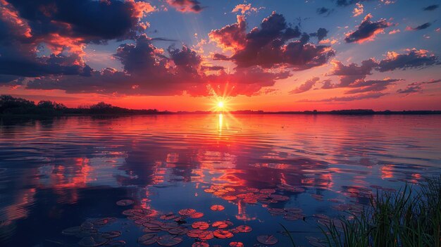 A breathtaking sunset over calm waters