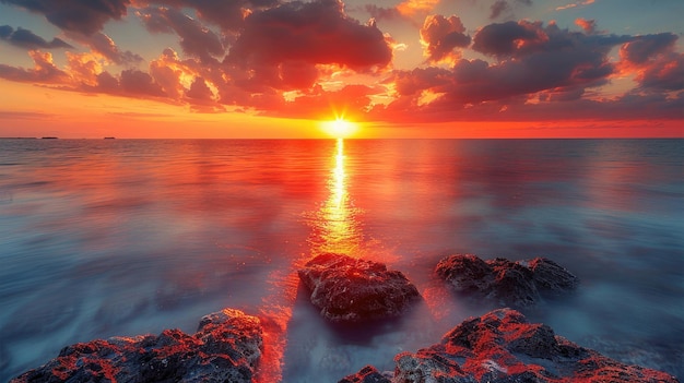 A breathtaking sunset over calm waters