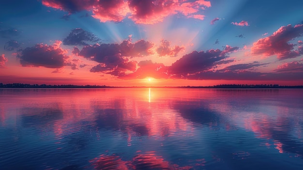 A breathtaking sunset over calm waters