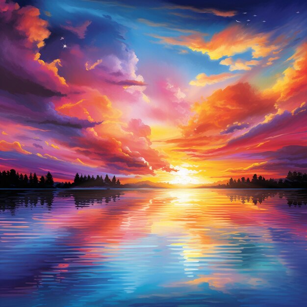 Photo breathtaking sunset horizon