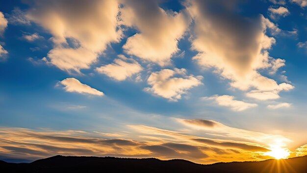 A breathtaking sunset over silhouetted mountains