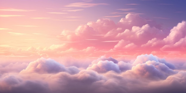 Breathtaking sunset with a sky painted in soft pink hues and dreamy clouds evoking tranquility