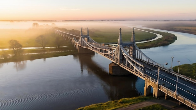 Breathtaking view of a bridge over a peaceful river captured in zeelandbridge netherlands