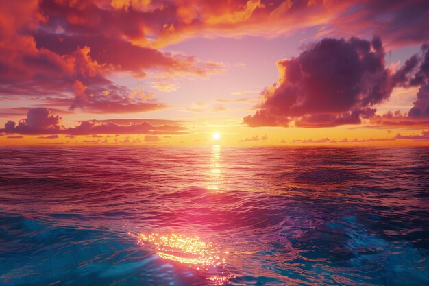 바다 위의 다채로운 해가 뜨는 아름다운 풍경