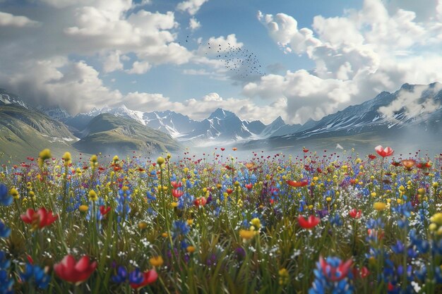 A breathtaking view of a field of wildflowers