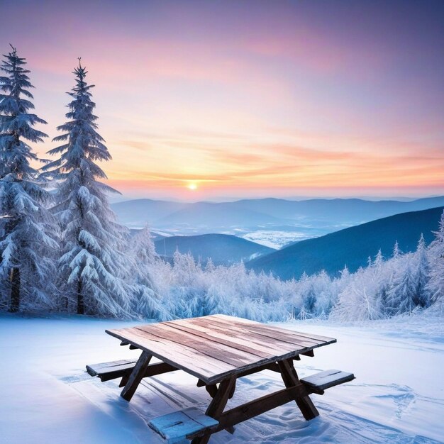 Photo a breathtaking view of a forest covered with snow during sunset in norway