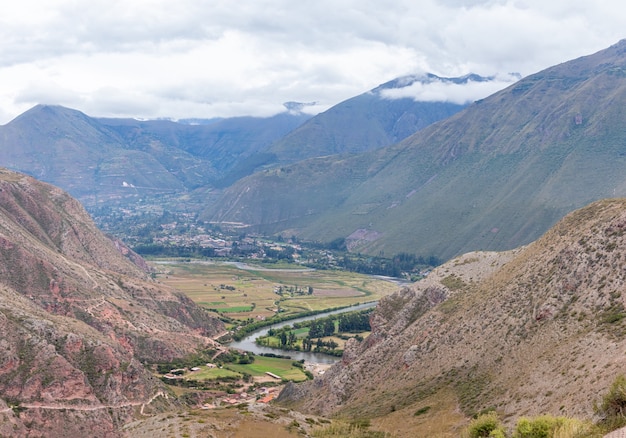 Breathtaking view of the landscape over the Andes of Cusco. Peru