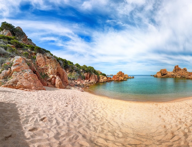 Breathtaking view of Li Cossi beach on Costa Paradiso resort