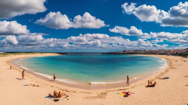 Breathtaking view of polvoeira beach in alcobaca on a sunny summer day portugal