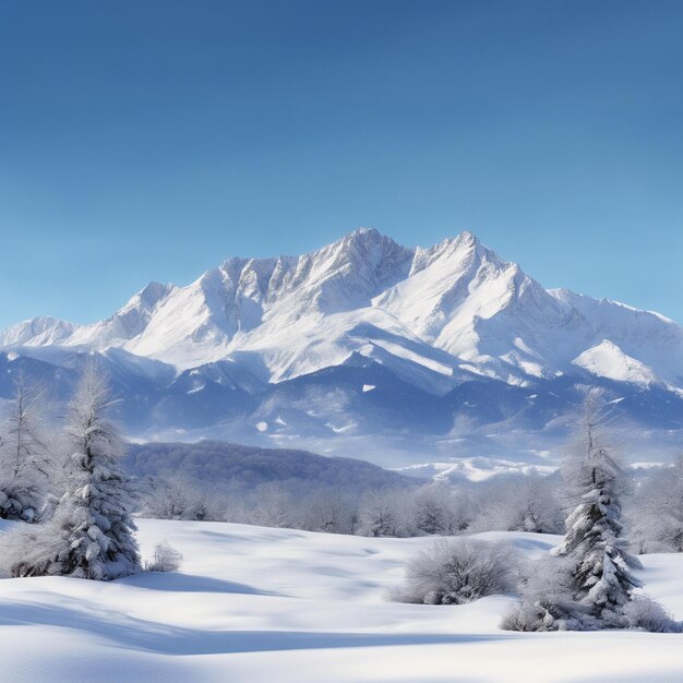 Photo breathtaking view of a snowy mountain range with crisp clear air