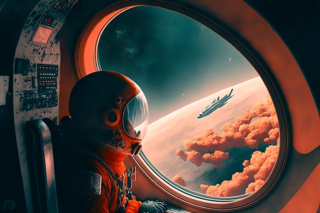 Photo breathtaking view of the spaceastronaut look at the universe generative ai