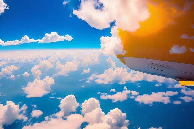 A breathtaking view of white fluffy clouds floating against a vibrant blue sky