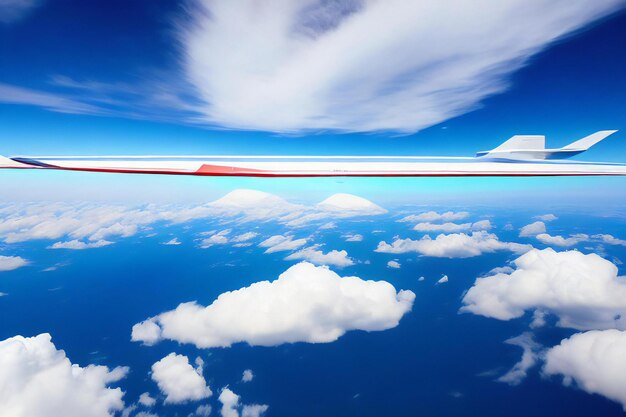 A breathtaking view of white fluffy clouds floating against a vibrant blue sky