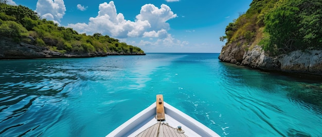 Photo breathtaking vista of a boat gliding through crystalclear caribbean waters