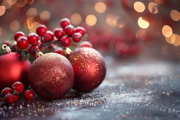 BRed Christmas ornaments with holly