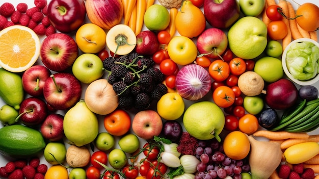 Brede foto veelkleurige verse fruit en groenten