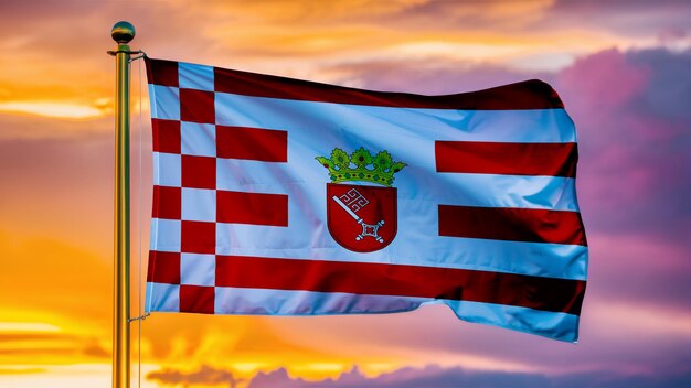 Photo bremen waving flag against a cloudy sky