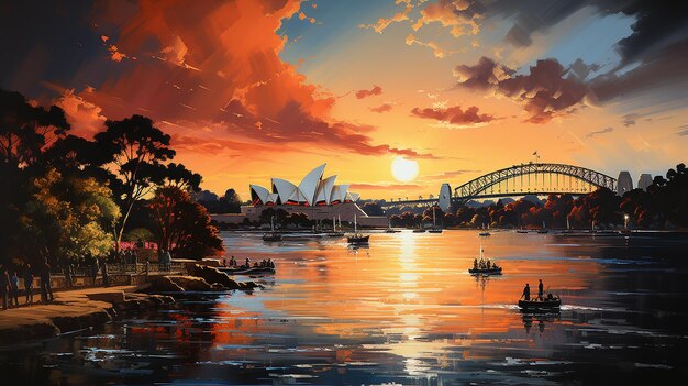 Photo brett whitely style sydney harbour painting